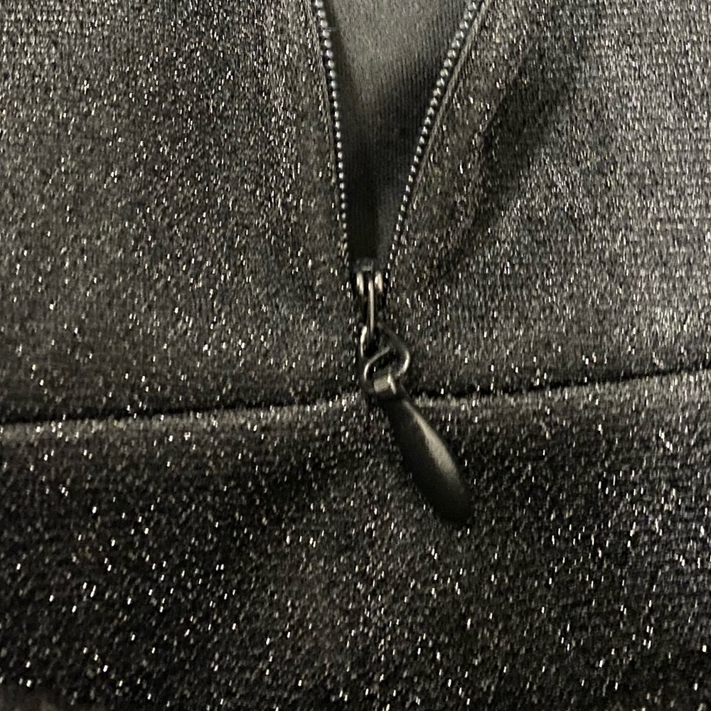 TopShop Puff Sleeve Black Sparkly Mini Dress - Picture 7 of 8